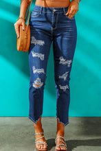 Load image into Gallery viewer, High-Rise Distressed Hem Detail Jeans