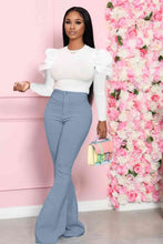 Load image into Gallery viewer, Leg-Of-Mutton Sleeve Top and Flare Pants Set