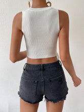 Load image into Gallery viewer, Fringe Hem Round Neck Ribbed Knit Tank