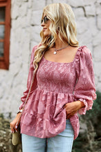 Load image into Gallery viewer, Smocked Square Neck Flounce Sleeve Blouse