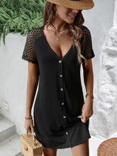 Load image into Gallery viewer, Buttoned V-Neck Raglan Sleeve Dress
