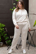 Load image into Gallery viewer, Plus Size Half Button Top and Pants Set