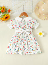Load image into Gallery viewer, Floral Peter Pan Collar Flounce Sleeve Dress