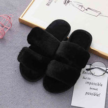 Load image into Gallery viewer, Faux Fur Double Strap Slippers