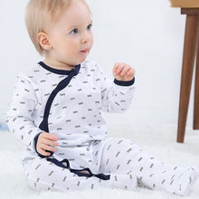 Load image into Gallery viewer, Baby 3 Piece Printed Long Sleeve Footed Jumpsuit