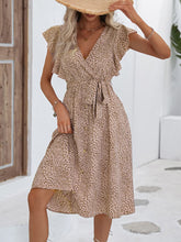 Load image into Gallery viewer, Printed Tie Waist Surplice Neck Dress