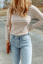 Load image into Gallery viewer, Double Take Striped Mock Neck Long Sleeve Top