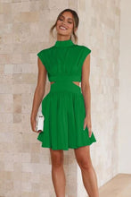 Load image into Gallery viewer, Cutout Ruched Mock Neck Mini Dress