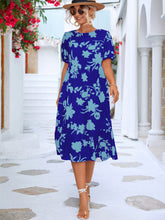 Load image into Gallery viewer, Floral Puff Sleeve Ruffle Hem Midi Dress