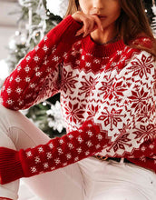 Load image into Gallery viewer, Snowflake Round Neck Sweater
