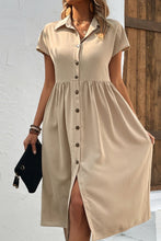Load image into Gallery viewer, Button Front Short Sleeve Dress