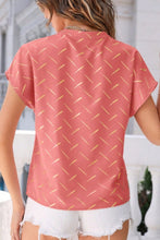 Load image into Gallery viewer, Printed Notched Short Sleeve Blouse