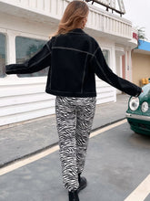 Load image into Gallery viewer, Collared Neck Dropped Shoulder Denim Jacket