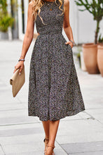 Load image into Gallery viewer, Printed Round Neck Slit Sleeveless Dress