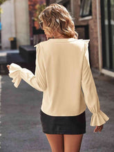 Load image into Gallery viewer, Ruffled V-Neck Flounce Sleeve Shirt