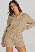 Load image into Gallery viewer, Half Button Sweatshirt and Shorts Active Set