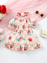 Load image into Gallery viewer, Baby Girl Floral Smocked Frill Trim Dress