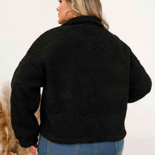 Load image into Gallery viewer, Plus Size Collared Neck Half Zip Sweatshirt