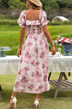 Load image into Gallery viewer, Floral Square Neck Flounce Sleeve Midi Dress
