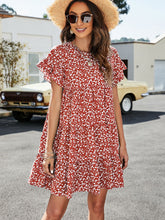 Load image into Gallery viewer, Leopard Short Flounce Sleeve Tiered Dress