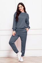 Load image into Gallery viewer, Round Neck Long Sleeve Sweatshirt and Pants Set