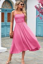 Load image into Gallery viewer, Smocked Spaghetti Strap Midi Dress