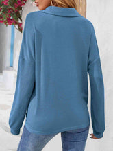 Load image into Gallery viewer, Half Button Collared Neck Long Sleeve Top