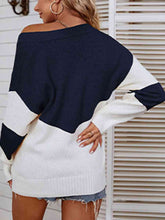 Load image into Gallery viewer, Color Block V-Neck Sweater