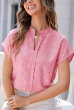 Load image into Gallery viewer, Printed Notched Short Sleeve Blouse