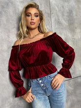 Load image into Gallery viewer, Off-Shoulder Flounce Sleeve Blouse