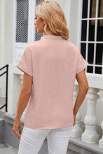 Load image into Gallery viewer, Notched Short Sleeve Blouse