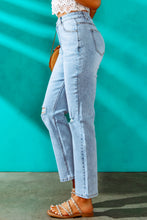 Load image into Gallery viewer, High Waist Distressed Straight Leg Jeans