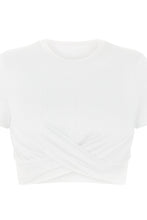 Load image into Gallery viewer, Round Neck Short Sleeve Crisscross Tee