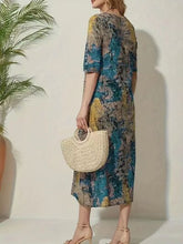 Load image into Gallery viewer, Full Size Printed Half Sleeve Midi Dress