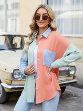 Load image into Gallery viewer, Color Block Button Up Collared Neck Shirt