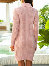 Load image into Gallery viewer, Turtleneck Ribbed Sweater Dress