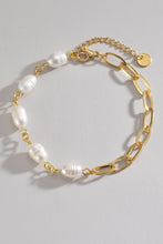 Load image into Gallery viewer, Half Pearl Half Chain Stainless Steel Bracelet