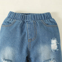 Load image into Gallery viewer, Baby Girl Bow Detail Short Sleeve Top and Distressed Jeans Set