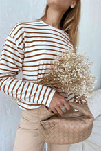Load image into Gallery viewer, Round Neck Striped Dropped Shoulder T-Shirt