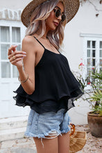 Load image into Gallery viewer, Scoop Neck Spaghetti Strap Ruffle Hem Tank