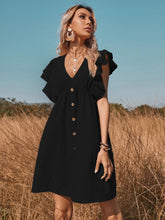 Load image into Gallery viewer, Ruffled Cap Sleeve V-Neck Mini Dress