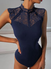 Load image into Gallery viewer, Scalloped Lace Yoke Sleeveless Bodysuit