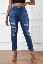 Load image into Gallery viewer, High-Rise Distressed Hem Detail Jeans