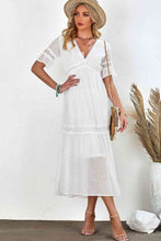 Load image into Gallery viewer, Swiss Dot V-Neck Short Sleeve Midi Dress
