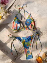 Load image into Gallery viewer, Tied Printed Three-Piece Swim Set