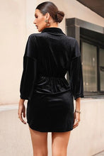 Load image into Gallery viewer, Tie Waist Collared Neck Mini Dress