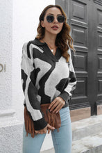 Load image into Gallery viewer, Two-Tone Johnny Collar Dropped Shoulder Pullover Sweater