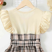 Load image into Gallery viewer, Baby Girl Plaid Round Neck Asymmetrical Dress
