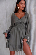 Load image into Gallery viewer, Smocked Long Flounce Sleeve Ruffle Hem Dress