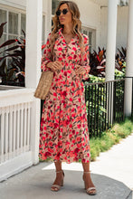 Load image into Gallery viewer, Floral Tie Neck Flounce Sleeve Tiered Dress